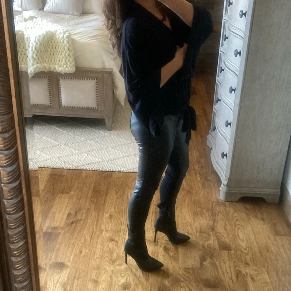 BCBGMaxazria Black Leather Look Pants